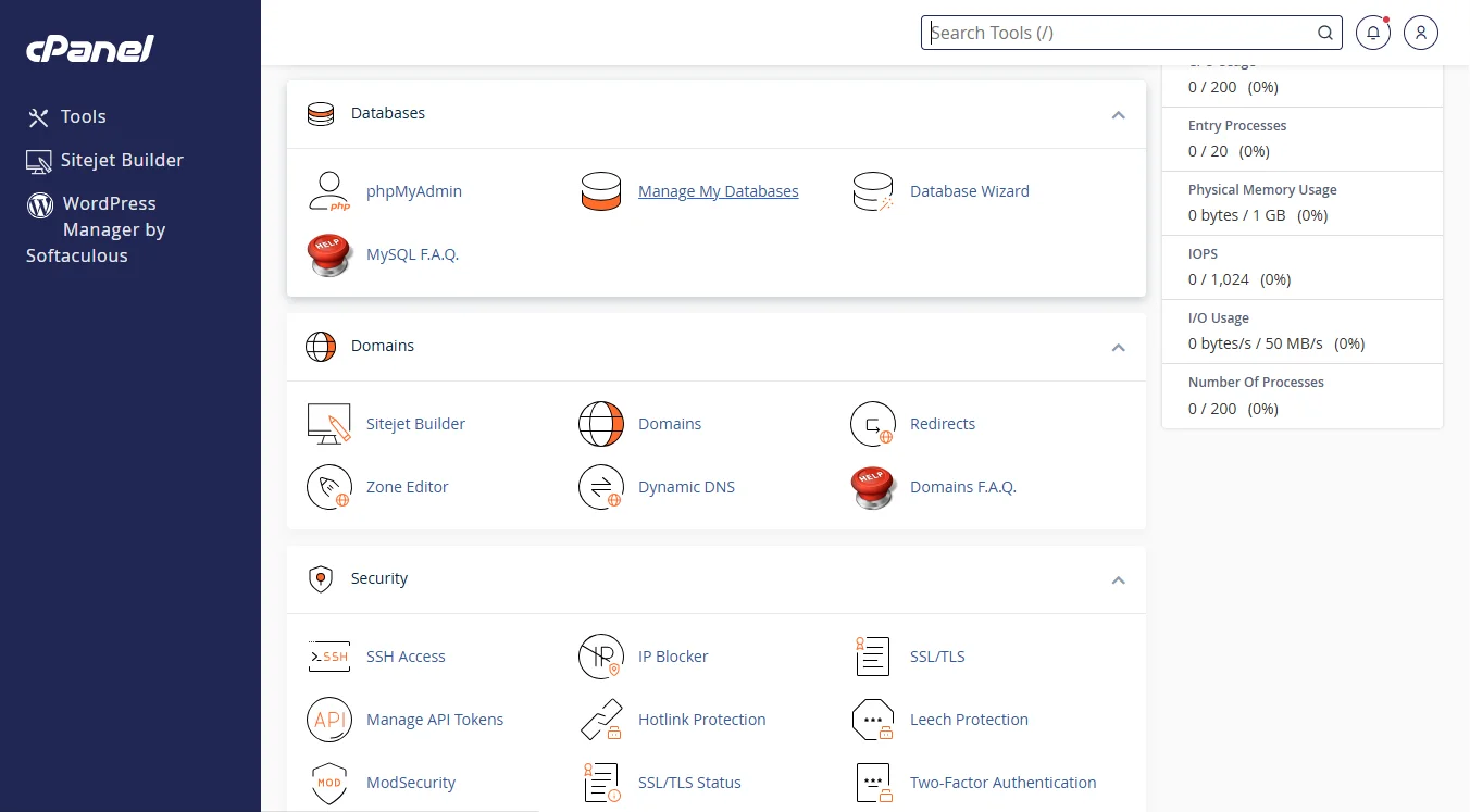 host a database driven website - create database