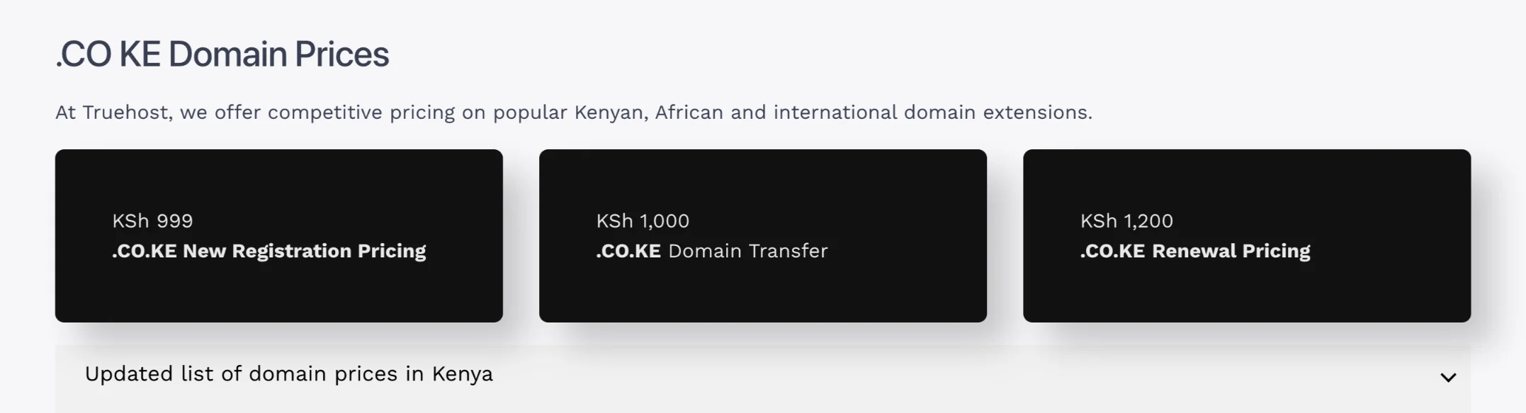 Truehost .co.ke domain screenshot