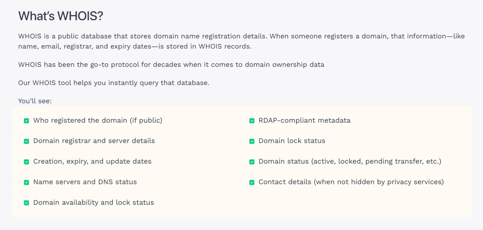 dos and donts of domain name registration - What is WHOIS screenshot