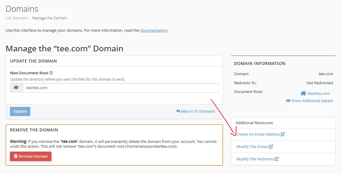 create email account for addon domain