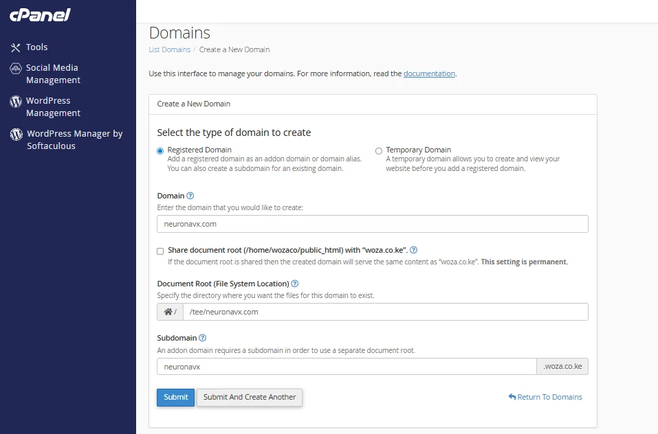 subdomain vs parked vs addon domain

