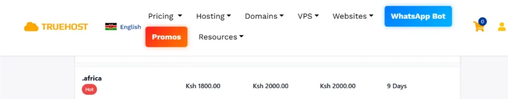 a screenshot of Truehost.Africa extension