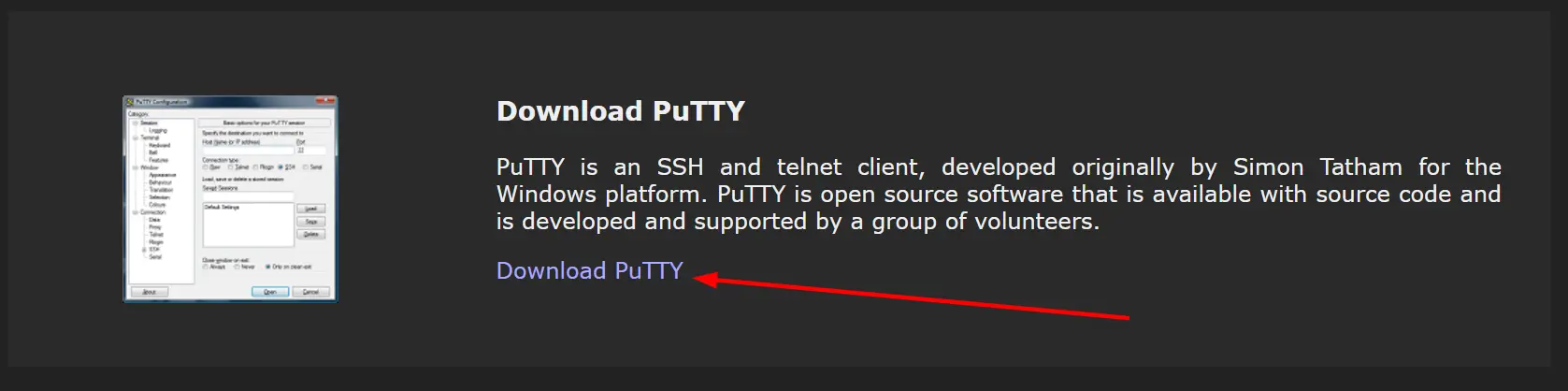 a screenshot of putty website