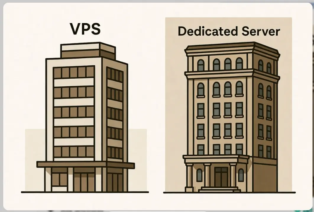 a image of VPS vs dedicated server