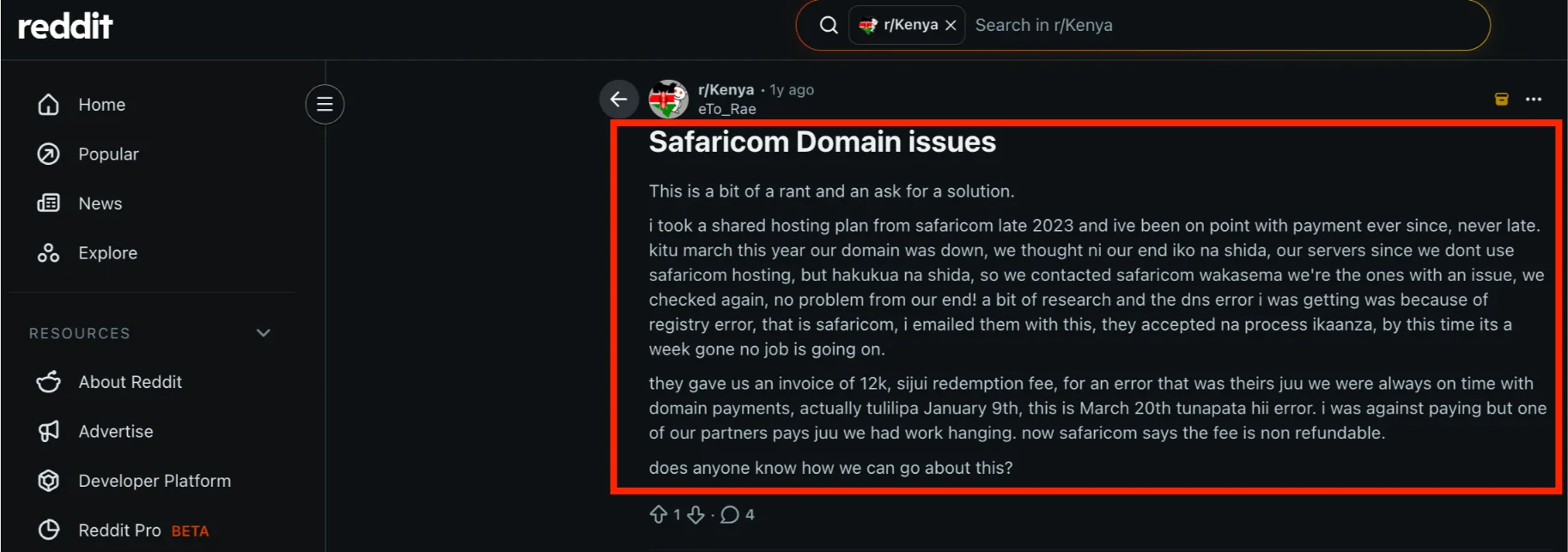 Reddit reviews about safaricom domains