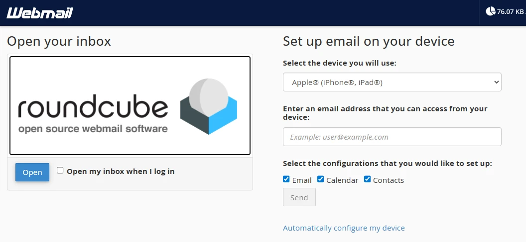 Webmail and device configuration