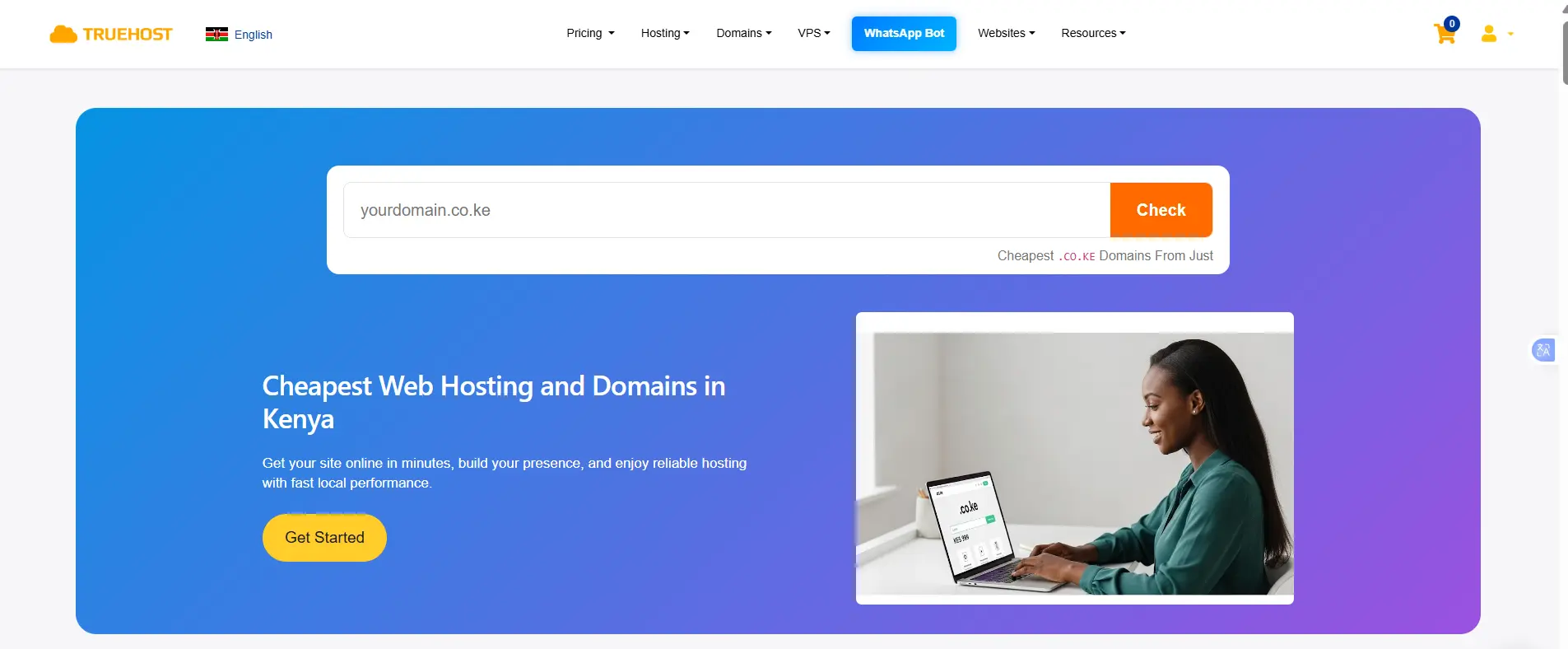 a screenshot of Truehost domain and hosting page