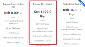 truehost hosting packages kenya
