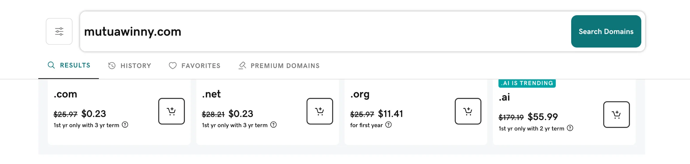 GoDaddy first price vs renewal