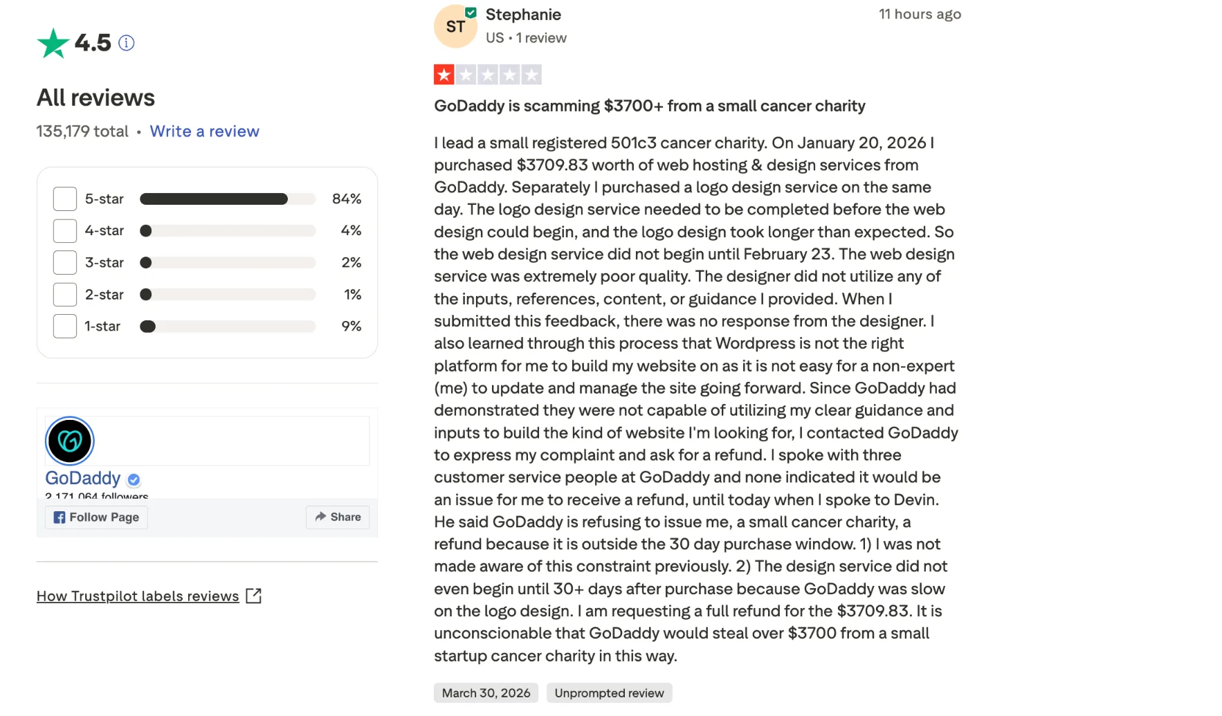 Trustpilot GoDaddy domain