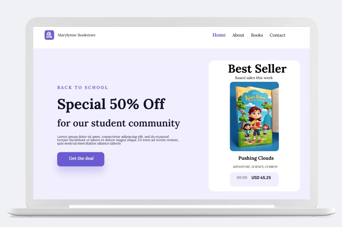 Online Shop 1 website builder bookstore template best seller