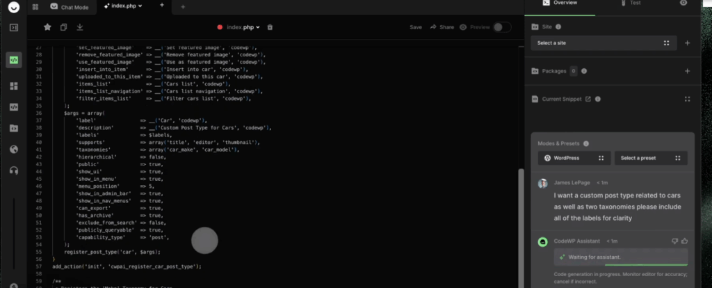 Top WordPress AI Website Builders of 2025 14 CodeWP AI Code Editor