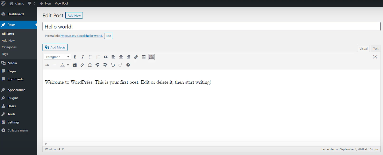 WordPress Classic Editor