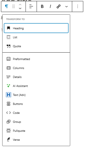 Blocks inside Gutenberg Editor