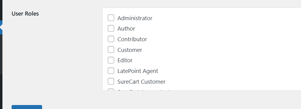 a screenshot of user roles section
