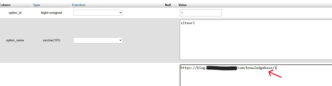 edit site url and save