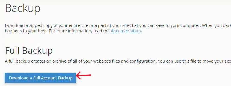 select download a full account backup
