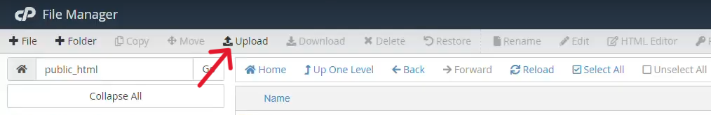 upload the WordPress zipped file to public_html
