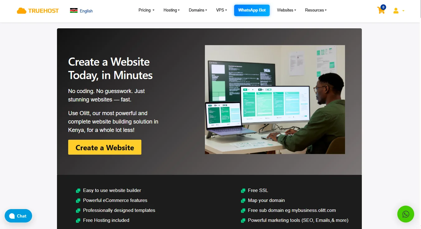 Free web hosting - Truehost website builder