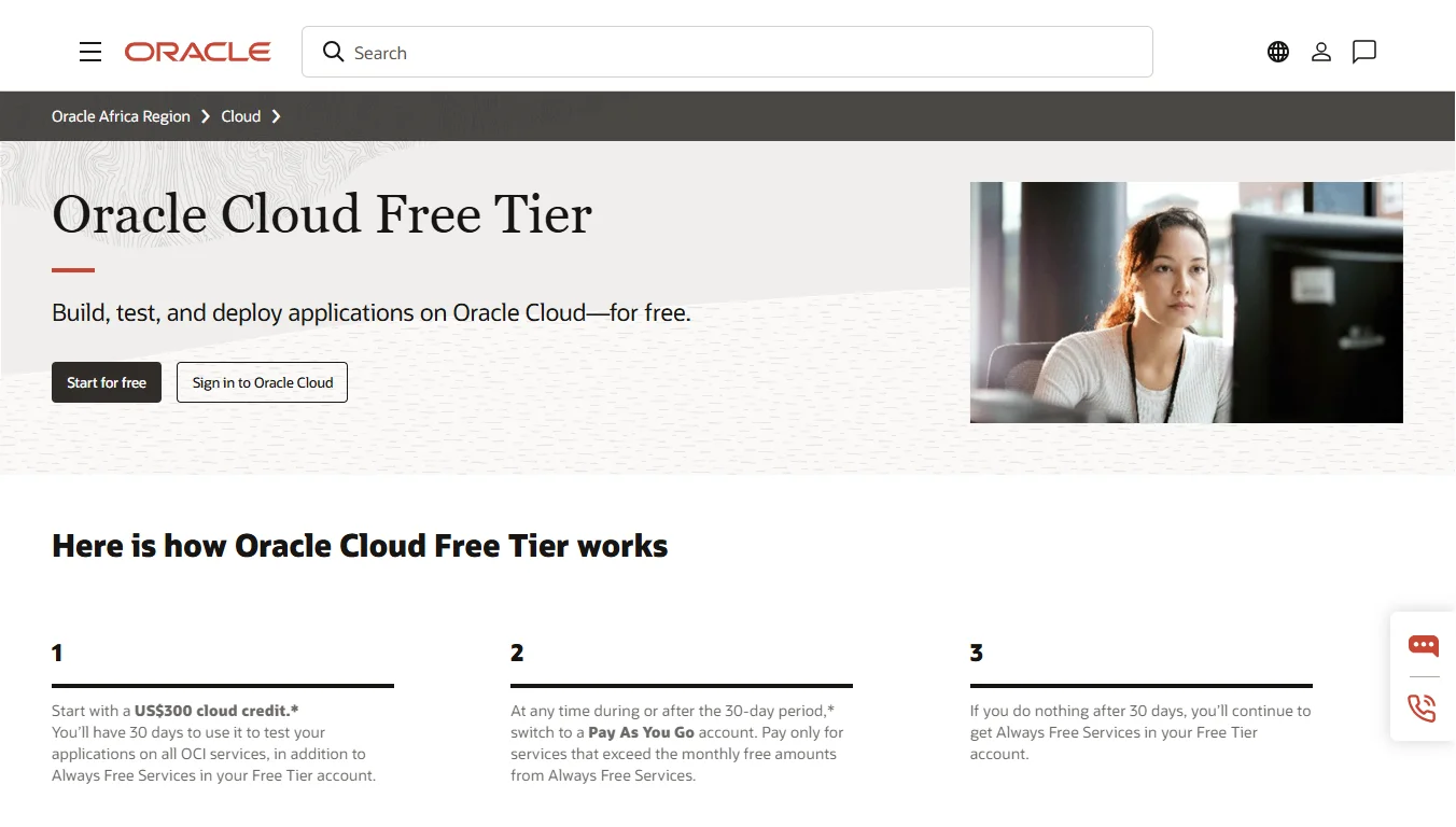 Free web hosting - Oracle cloud