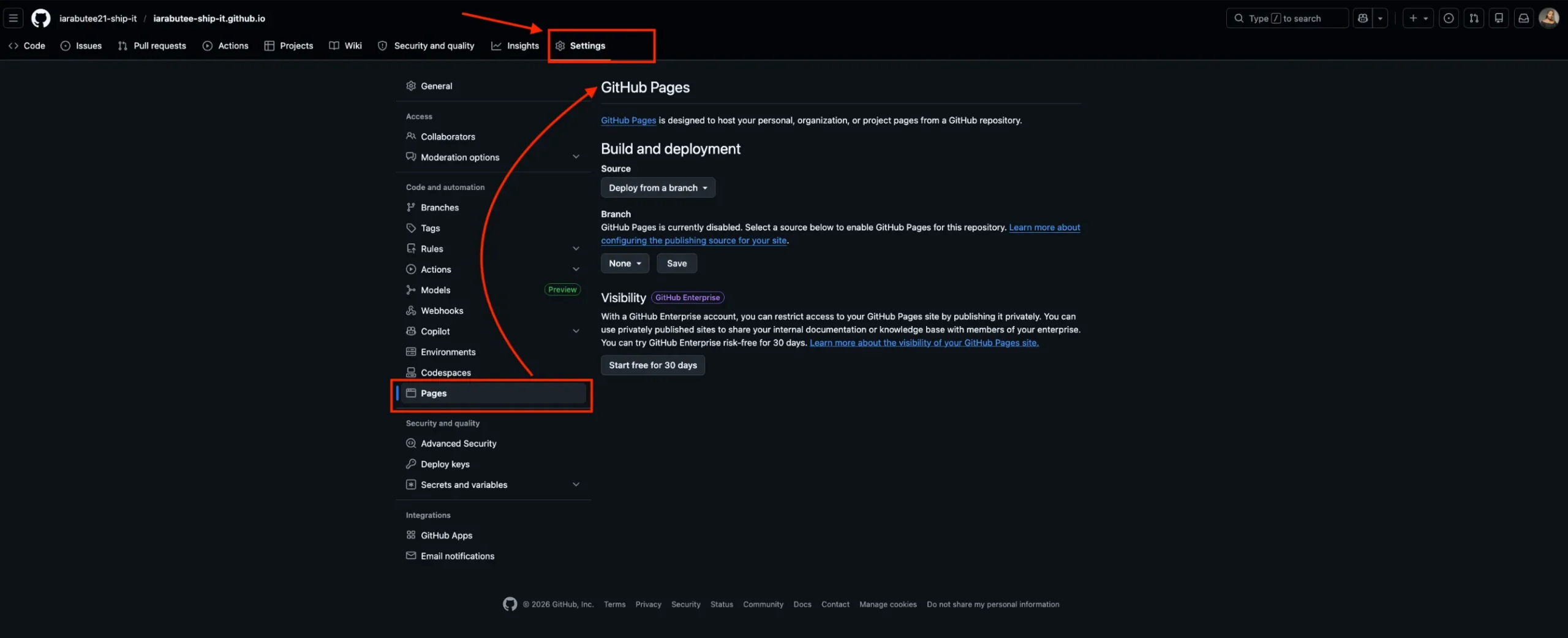 GitHub setting