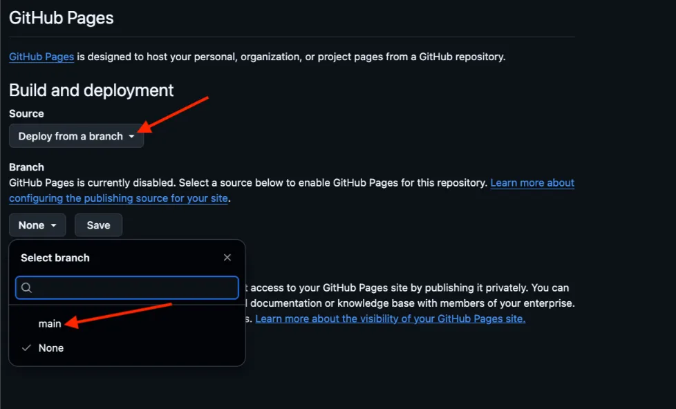 GitHub pages - source