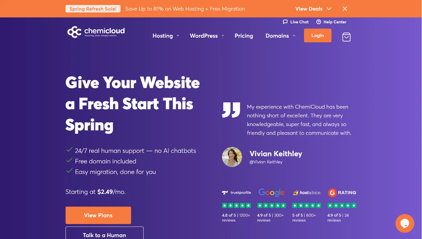 Web hosting with email - Chemicloud