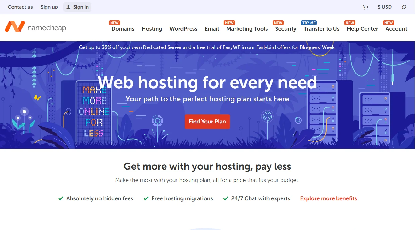 Web hosting with email - Namecheap