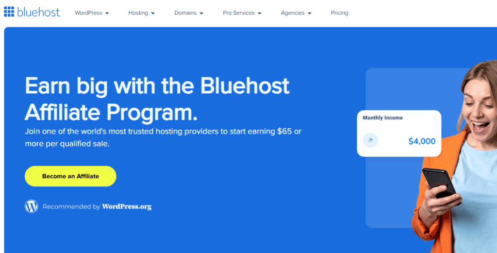 Bluehost web hosting affiliate program