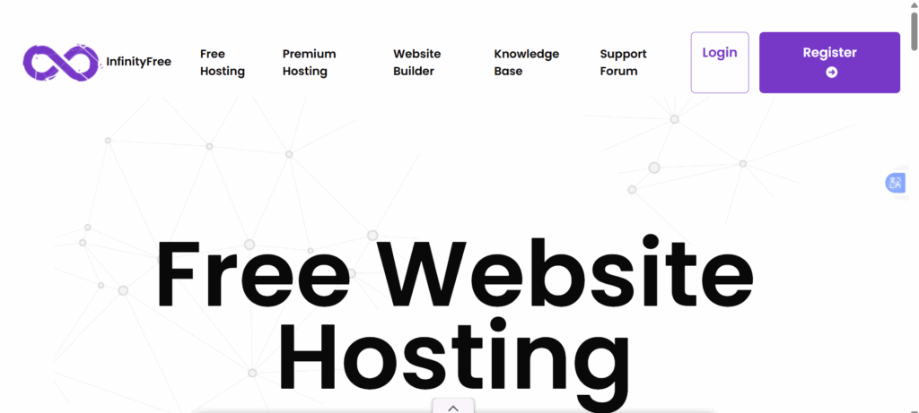 a screenshot of infinity free  web hosting