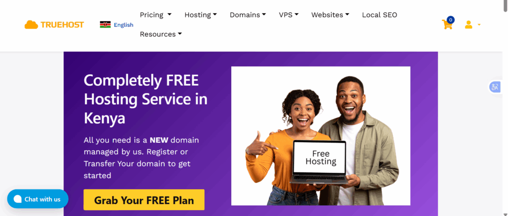 a screenshot of truehost ke hosting