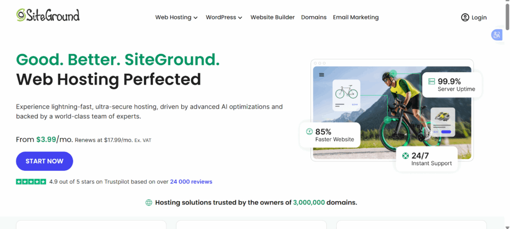 a screenshot of siteground