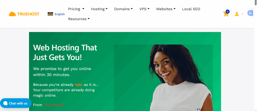 a screenshot of truehost 