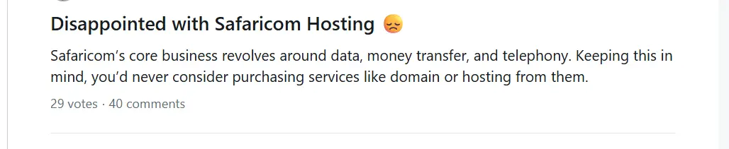 a screenshot of safaricom hosting review