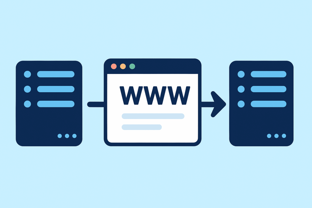 a screenshot of transffering web to another host