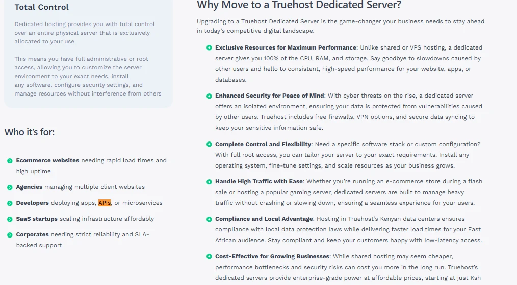 Truehost API hosting