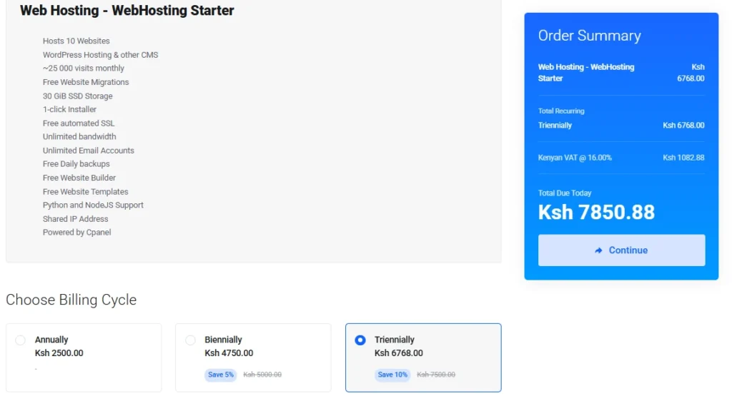 Cheapest web hosting billed triennially