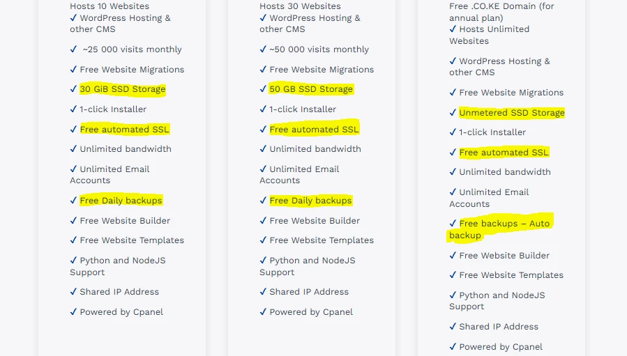 Truehost web hosting features