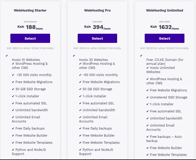 Web hosting plans and pricing