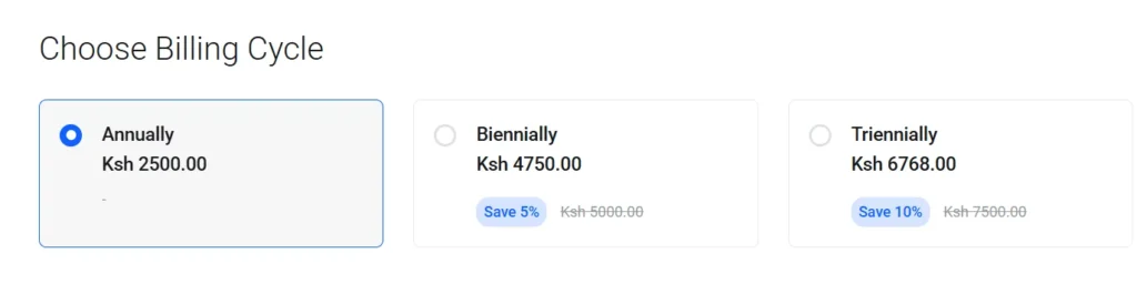 a screenshot of billing cycle