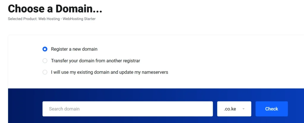 a screenshot of domain section