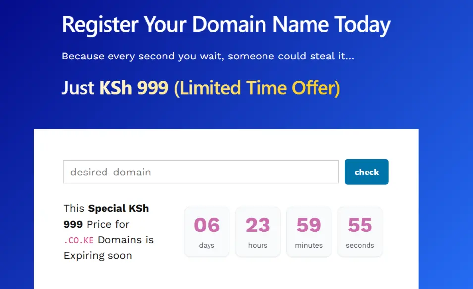 a screenshot of domain registration in truehost Kenya