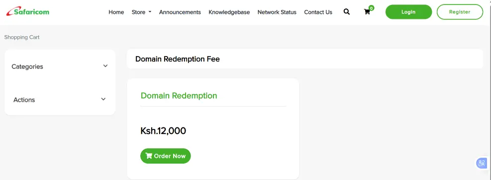 a screenshot of Domain redemption section
