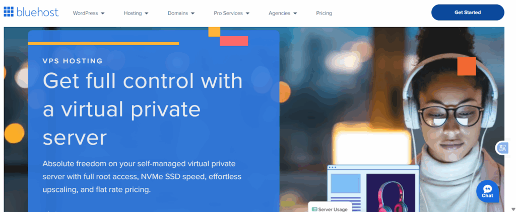 a screenshot of Bluehost VPS hosting