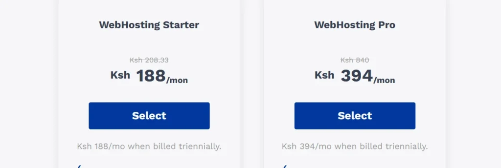 a screenshot of truehost web hosting plans