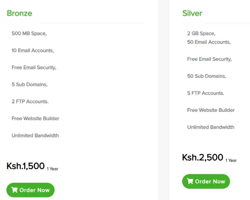 a screenshot of shared hosting plans