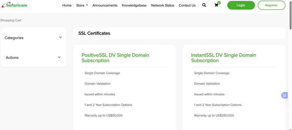 a screenshot of SSL Certificates page
