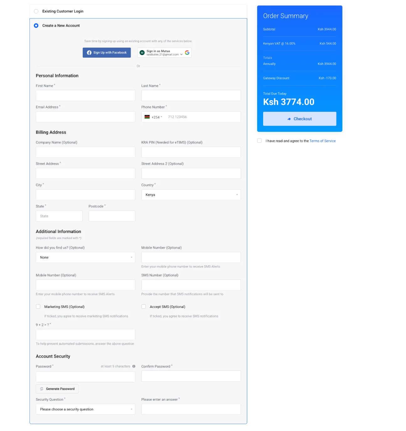 Billing Details screenshot