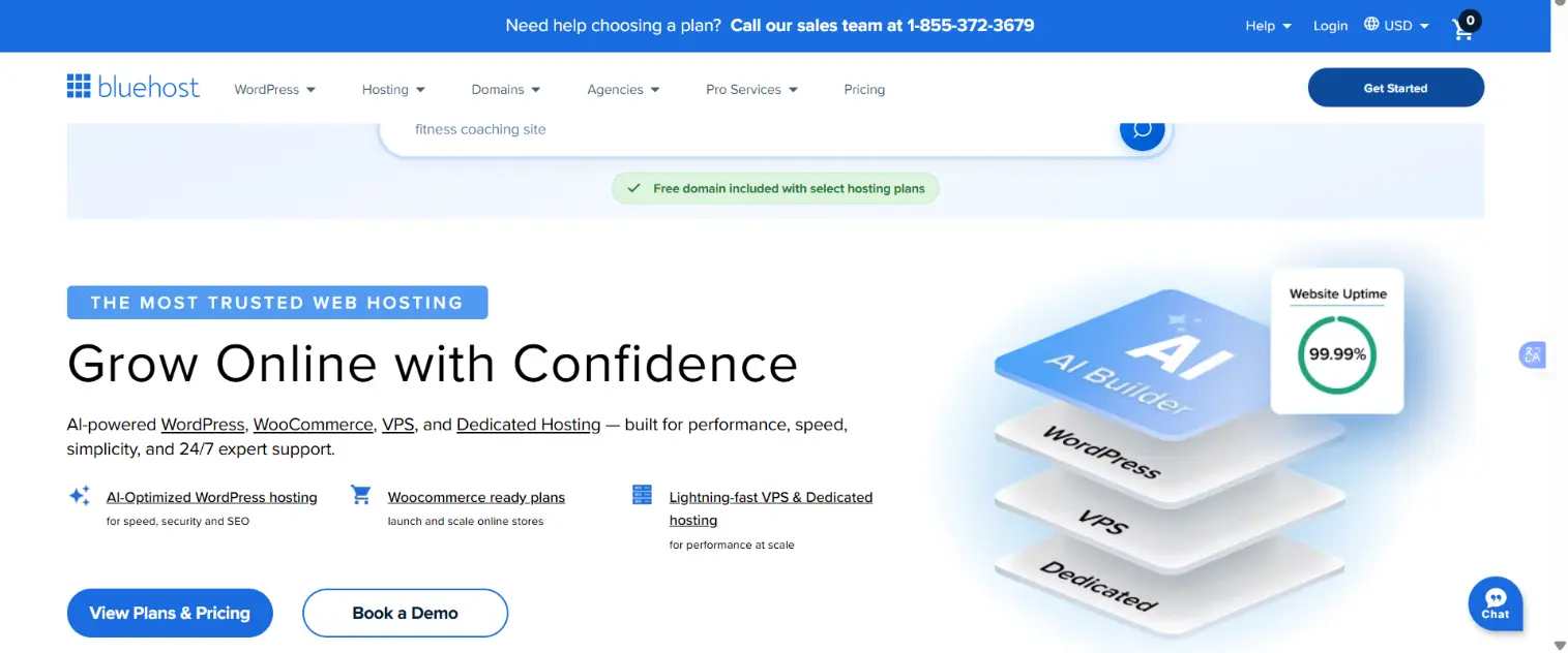 a screenshot of Bluehost