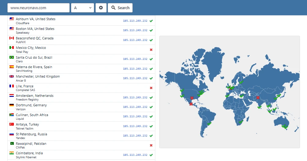 DNS propagation status